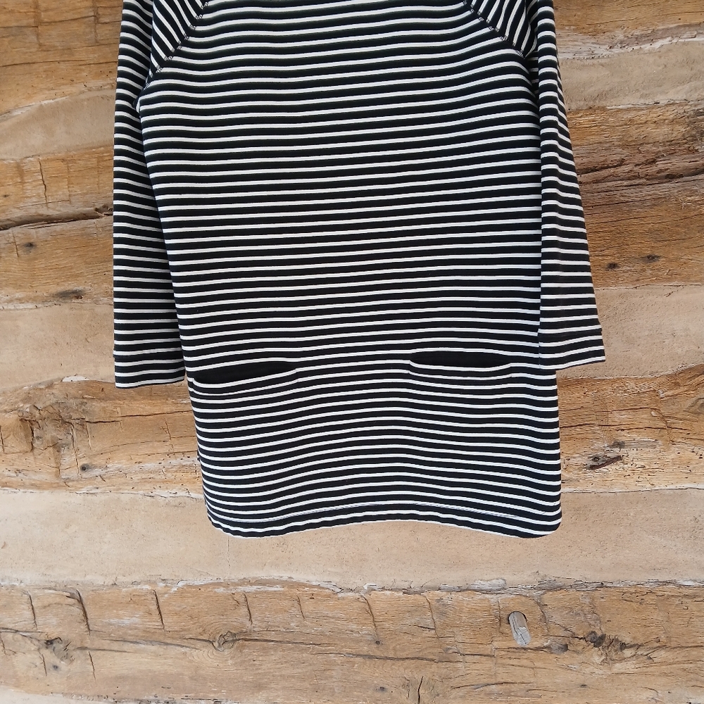 Lands' End Black Striped Raglan Sleeve Tunic Medium - Picture 3 of 10